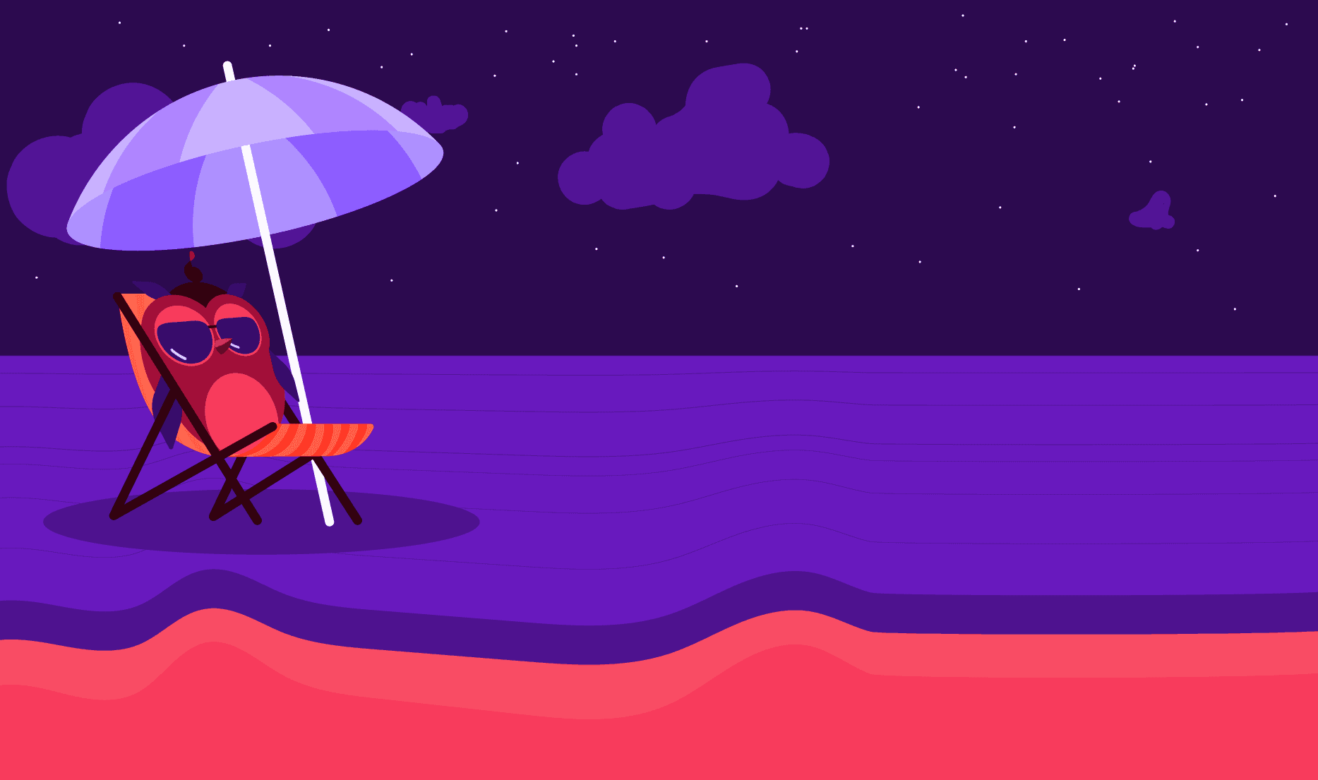 Memody relaxing on the beach at night